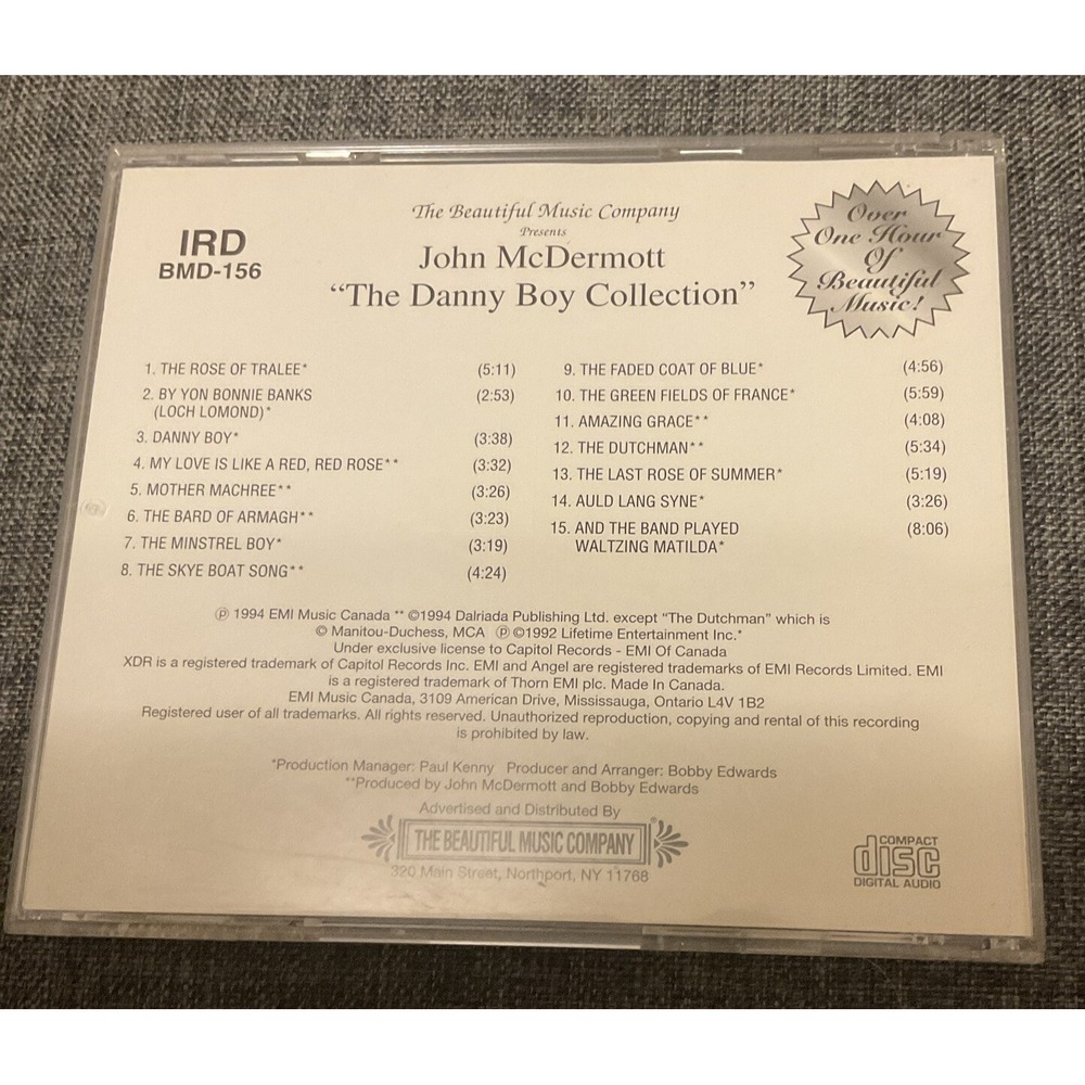 John McDermott The Danny Boy Collection CD 1994 EMI IRD BMD-156 Pop Rock - Picture 2 of 3